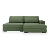 Mobilier-Deco Ayda - Canapé d'angle Convertible avec Coffre en Velours Gros côtelé Vert - Angle Droit