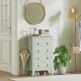 HOMCOM Bedroom Chest of Drawers, Modern 4 Drawer Dresser Cabinet with PU Leather Handles and Metal Runners for Living Room, Hallway, Entryway, Green (Commode Moderne à 4 tiroirs avec poignées en Cuir