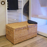 VIVANNO Coffre à linge Coffre en jacinthe d'eau Lea Marron 84 cm