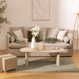 Atmosphera - Table Basse Ovale Anaya Effet Travertin - Beige - 120 x 60 x 40 cm - pour Salon, Séjour Contemporain