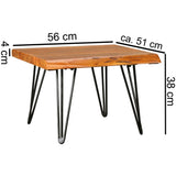FineBuy Table Basse Bois Massif Sheesham Table de Salon 56 x 38 x 51 cm | Table d'appoint Style Maison de Campagne | Meubles en Bois Naturel Table de Sofa avec des Jambes en métal