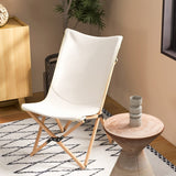 COSTWAY Chaise de Jardin Extérieur Lot de 2 Style Papillon, Chaise Pliante Camping Portable Bambou avec Sac, Chaise Extérieur Intérieur pour Pique-Nique Pêche Salon, Charge 150 KG (Beige)