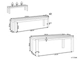 Ensemble Repas de Jardin 6 Places Table et 2 Bancs en Bois d'Eucalyptus Clair pour Jardin ou Terrasse Rustique Monsano Beliani