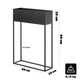 KADAX Large jardinière en acier noir, support de fleurs pour intérieur et extérieur, parterre de fleurs, pot de fleurs, support de fleurs (hauteur : 90 cm)