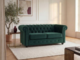 Vente-unique - Canapé 2 Places en Velours Vert Chesterfield