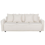 Beliani Canapé Convertible Couchage Moderne avec Rangement Coussins Dossier Housses Amovibles en Tissu Blanc Cassé Krama