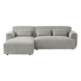 sweeek - Canapé d'angle Gauche. 2 à 3 Places. Velours côtelé Gris Clair. Wallas L 196 x P 151/91 / x H 73cm