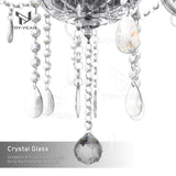 TRY-YEAN Lustre Baroque à 6 Bras Lustre Transparent Cristal K5 Lustre Pampille Suspension Lampe de Plafond avec Chaîne Réglable pour Chambre, Salon, Salle à Manger, Restaurant, E14