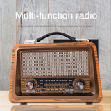 SHABD Portable en Bois RéTro Radio sans Bluetooth Haut-Parleurs HiFi StéRéO AM/FM Lecteur de Radio USB TF AUX MP3, Couleur Acajou