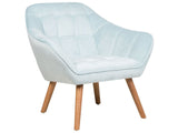 Fauteuil Scandinave Tapissé en Velours Bleu Clair de Qualité avec Dossier Capitonné pour Salon Design Rétro et Glamour Beliani