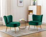 chairus Chaise de Salon en Velours Fauteuil de Chambre Comfortable Chaise Rembourrée Canapé 1 Place (Vert- 1 Piece)