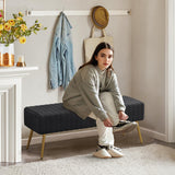 Ckaff Banc Bout de Lit Banquette, Banc d' Entrée Capitonnée Assise Rembourré en Velours 113.5x36.5x43cm avec Pieds en Métal pour Entrée Salon Chambre à Coucher, Noir