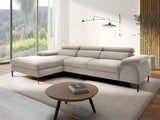Vente-Unique - Canapé d'angle Gauche Convertible en Velours Beige SEPINA