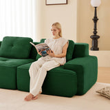 YEHTOKHOME Canapé 3 Places en Velours Côtelé avec 3 Coussins, Fauteuil avec Accoudoirs et Dessous Antidérapant, Confort Cloud sans Montage, Canapé Modulable (3, Vert)