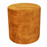 Meubletmoi Pouf/Repose-Pieds Rond D. 32 cm en Tissu Velours Jaune Moutarde – élégant et Compact – Joel
