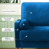 Vesgantti Petit Canapé 2 Places en Velours Bleu 121cm Coussin à Ressorts, Causeuse de Salon Moderne
