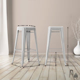 CLP Tabouret de Bar Joshua I Tabouret de Bar empilable en métal I Chaise de Bar avec Repose-Pieds I Hauteur d'assise 76 cm I Tabouret empilable, Couleur:Argent