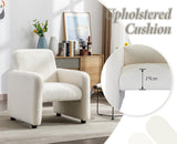 chairus Chaise de Loisirs Rembourré en Fausse Fourrure Fauteuil Canapé 1 Place Modern Chaise Lounge pour Chambre Salon (Blanc)