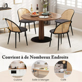 COSTWAY Lot de 2 Chaises Bois Salle à Manger, Chaise Cannage sans Accoudoirs, Siège Rembourré, Pieds Fuselés en Métal, Hauteur d’Assise 46 cm, Chaise en Rotin PE pour Restaurant, Salon