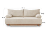 Best Mobilier - Canapé Convertible avec Coffre Cristal en Velours Côtelé - Canapé Lit - Sofa Beige 3 Places - Salon