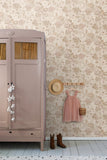 papier peint fleurs vintage beige et vieux rose 0.53 x 10.05 m - ESTAhome