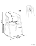 Lot de 2 Chaises de Cuisine Rétro Assise Rembourrée Teinte Bois Sombre et Gris Yuba