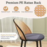 Giantex Lot de 2 Chaises de Salle à Manger en Rotin sans Accoudoirs, Dossier en Rotin, Pieds en Métal, Chaise de Cuisine Moderne Rembourrée du Milieu du Siècle, Chaises d'Appoint pour Salon, Café