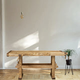Etabli Rustique Style en Bois Massif de Tilleul Finition Naturelle L198 x PR88 x H90 cm
