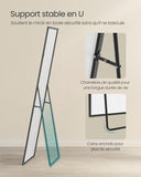 SONGMICS Miroir Intégral, Miroir Rectangulaire sur Pied, à Poser au Sol, Cadre en Alliage d’Aluminium, Verre Trempé, pour Chambre, Salon, Dressing, Coins Droits, 160 x 50 cm, Noir d'encre LFM050BD01