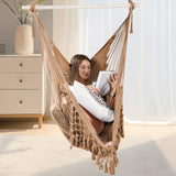 Chihee Sièges Suspendus Chaise Hamac Chaise Suspendue Très Grand Chaise en Coton tissé Doux,Barre d'écartement en métal Solide et Pliable Chaise balançoire en Dentelle à siège Large et Extensible