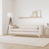 INTENSE DECO Canapé 3 Places Edward Velours Beige Pieds doré