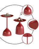 Ginhow Lot de 2 Tables d'Appoint Rondes en Métal, Petite Table Basse Ronde de Salon pour la Décoration Intérieure, Petite Tables en Métal Rouge (40 x H 60 cm + 40 x H 42cm)