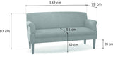 CAVADORE Canapé de Cuisine Malm 3 Places en Simili Cuir avec accoudoirs réglables, Noyau à Ressorts et Coutures contrastées Modernes 182 x 97 x 78 cm, Microfibre Marron Clair