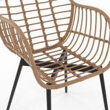 IDMarket - Lot de 2 chaises de Salle à Manger, fauteuils de Table Summer Effet rotin Pied métal Noir