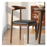 Lsoiup Chaises de Salle à Manger avec Dossier incurvé, Chaise rembourrée rétro en Simili Cuir avec siège rembourré, Pieds en Bois courbé de Noyer, chaises d'appoint pour Cuisine, Noir