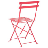 Beliani Salon de Jardin Bistrot Table et 2 Chaises en Acier Rouge Pliable avec Patins Fiori
