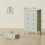 HOMCOM Bedroom Chest of Drawers, Modern 4 Drawer Dresser Cabinet with PU Leather Handles and Metal Runners for Living Room, Hallway, Entryway, Green (Commode Moderne à 4 tiroirs avec poignées en Cuir