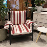 LMXRYPD Fauteuil Moderne en Lin Rayé, Petit Fauteuil Rembourré avec Pieds en Bois, pour Chambre et Lecture(Green)