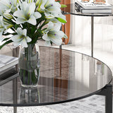 Artloge Table Basse Salon Ronde: Meuble de Salon en Verre Trempé et Métal Table Basse Design Moderne pour Bureau Chambre 80 x 40 cm