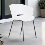 IDIMEX Lot de 4 chaises de Jardin NIVEL Fauteuil d'extérieur en Plastique Blanc résistant aux UV et Pieds en métal Noir