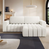 INTENSE DECO Canapé d'angle Droit Convertible Clovis Bouclette Blanc