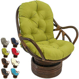 Chaise à bascule pivotante solide avec coussin ultra doux pour meubles de jardin et de terrasse en rotin avec tapis épais lavable vert