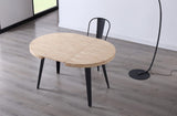 PEGANE Table à Manger Ronde Extensible en Bois Coloris chêne Nordique Pieds Noir - diamètre 100-180 x Hauteur 76 cm