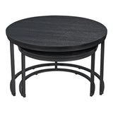 [en.casa] Set de 2 Tables Basses Rondes Gigognes de Tailles Différentes Table d'Appoint Bout de Canapé Design Intemporel Panneaux de Particules Acier Laqué Noir