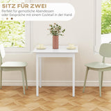 HOMCOM Table de Cuisine Table de Salle à Manger carrée pour 2 Personnes, Table de Salon en Bois Massif, pour Cuisine, Salle à Manger, Blanc, 75 x 75 x 76 cm