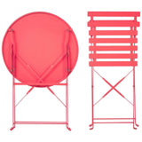 Beliani Salon de Jardin Bistrot Table et 2 Chaises en Acier Rouge Pliable avec Patins Fiori