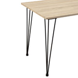 Table de Salle à Manger Cuisine Salon pour 4 Personnes Plateau MDF Pieds Acier Épingle à Cheveux 120 x 70 x 75 cm Effet Chêne et Noir
