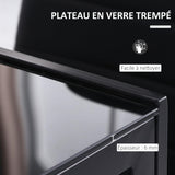 HOMCOM Table à Manger rectangulaire pour 4 Personnes, 120 x 60 x 75 cm, Table de Cuisine avec Plateau en Verre trempé et Pieds en métal, Style Moderne, Noir