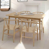 VODUR Wishbone Chaise de salle à manger en bois massif naturel Hans Wegner Y Chaise en rotin et en bois d'accoudoirs - Lot de 2 chaises en bois de hêtre (bois de hêtre + couleur bois naturel)