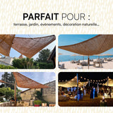 Voile d'Ombrage en Fibre de Coco Naturelle | Toile de Coco Protection Solaire écologique | Ombrière Idéal pour Terrasse Jardin Pergola & Décoration Extérieure Filet Brise-Vue Cosse Coeurs